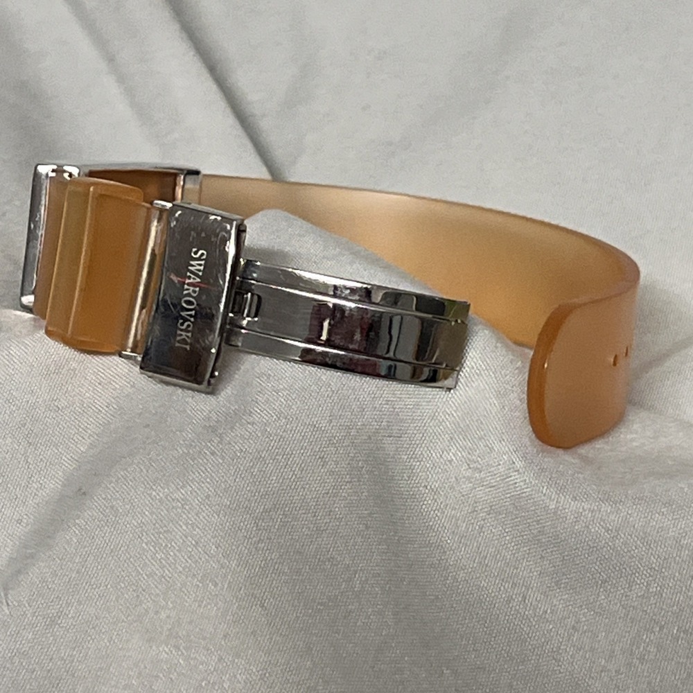 Swarovski Signed Orange Crystal Jelly Silicone Strap Band Bracelet - Picture 6 of 8